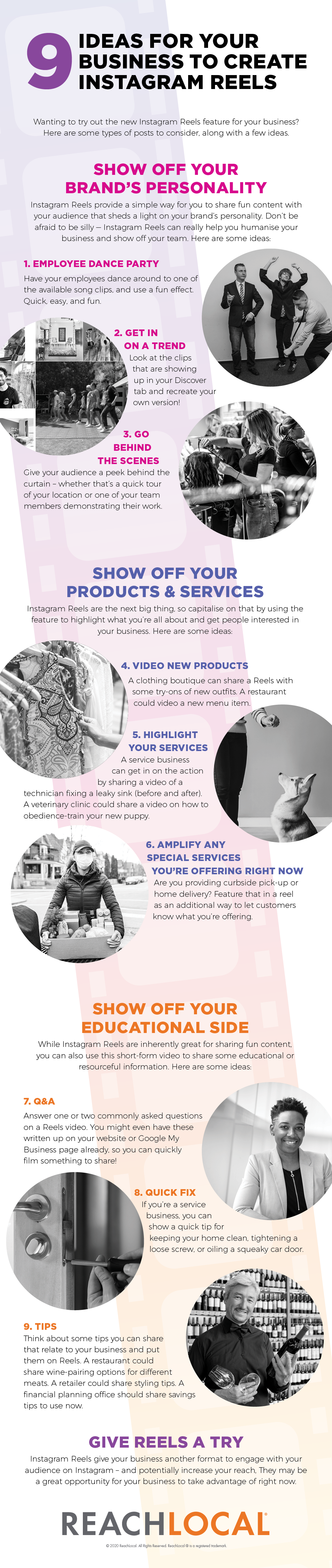 instagram reels infographic for ReachLocal by Emma Reid Design